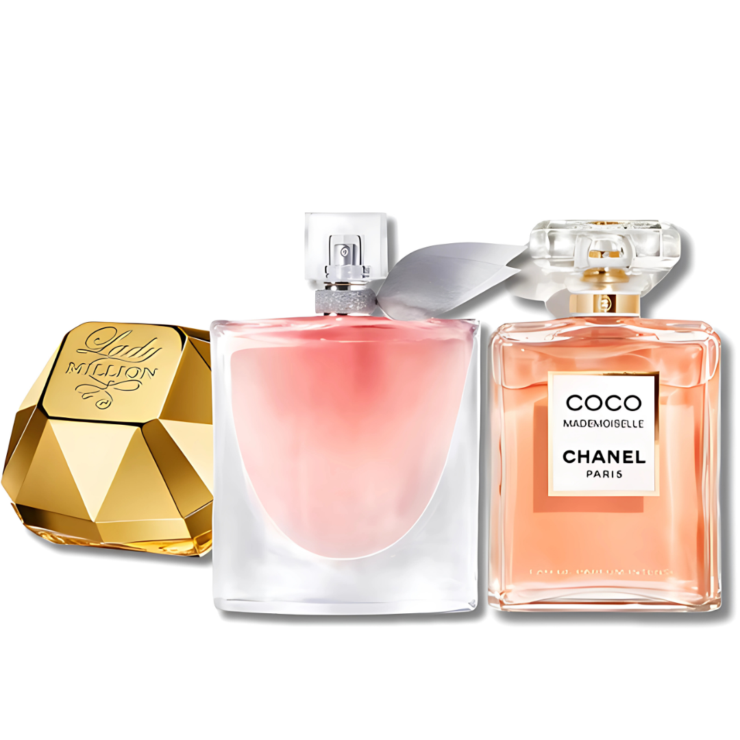 Combo aus 3 Damenparfums – Lady Million Rabanne, Lancôme La Vie Est Belle und Chanel Coco Mademoiselle