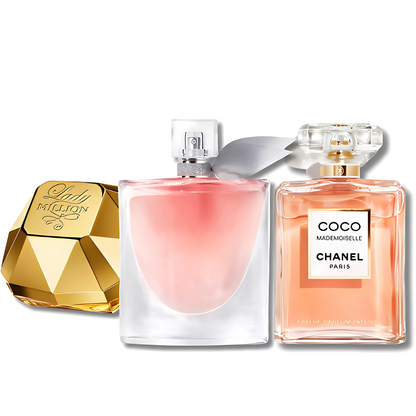 Combo aus 3 Damenparfums – Lady Million Rabanne, Lancôme La Vie Est Belle und Chanel Coco Mademoiselle