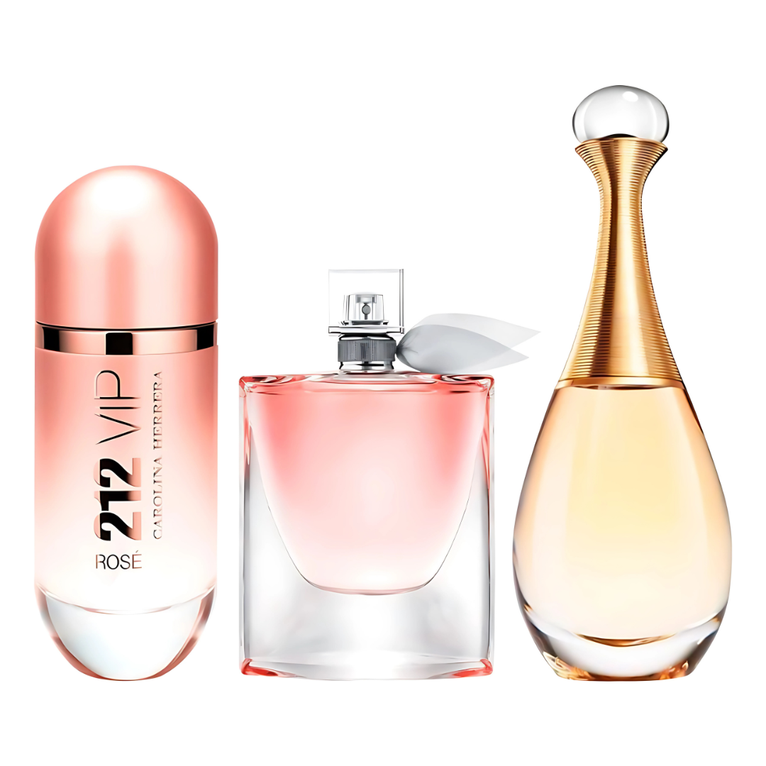 Combo aus 3 Damenparfums – 212 VIP Rosé, La Vie Est Belle und J’adore