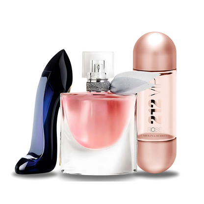 Combo aus 3 Damenparfums – Good Girl von Carolina Herrera, La Vie Est Belle von Lancôme und 212 VIP Rosé von Carolina Herrera