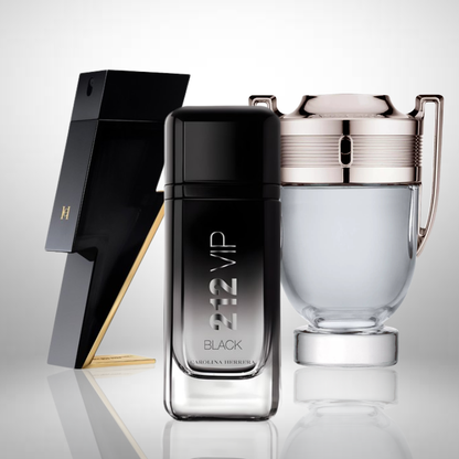 Combo aus 3 Herrenparfums – Bad Boy von Carolina Herrera, 212 VIP Black von Carolina Herrera und Invictus von Paco Rabanne