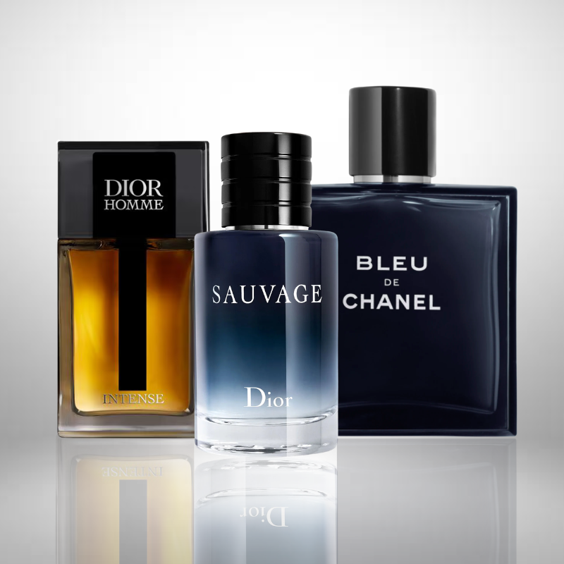 Combo aus 3 Herrenparfums – Sauvage Dior, Bleu de Chanel, Dior Homme Intense