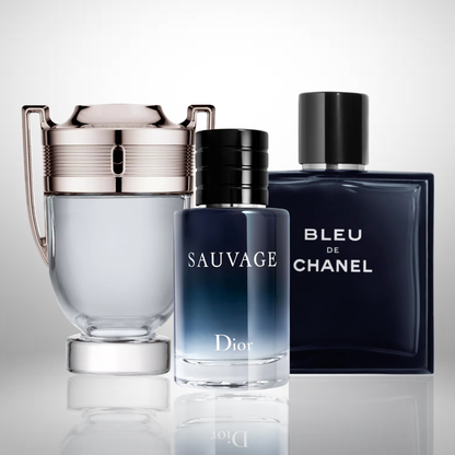Combo aus 3 Herrenparfums – Dior Sauvage, Bleu de Chanel und Paco Rabanne Invictus
