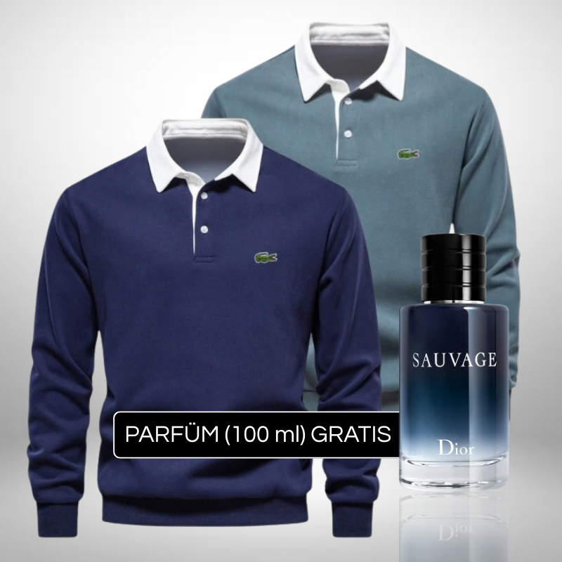 Set 2 Lacoste Polo-Pullover + Perfume Sauvage Dior (100ml) Gratis