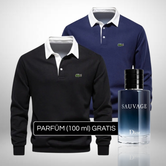 Set 2 Lacoste Polo-Pullover + Perfume Sauvage Dior (100ml) Gratis