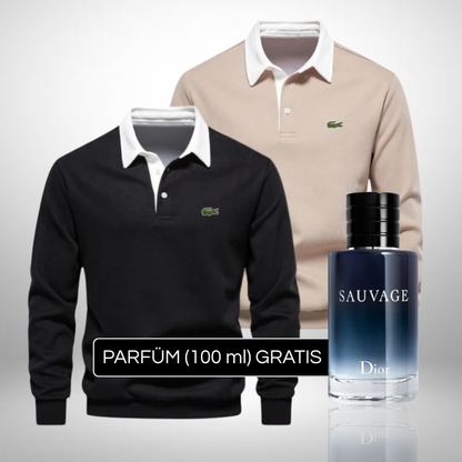 Set 2 Lacoste Polo-Pullover + Perfume Sauvage Dior (100ml) Gratis