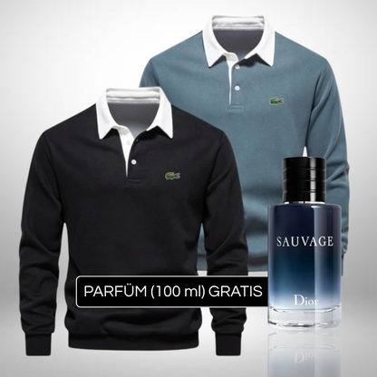 Set 2 Lacoste Polo-Pullover + Perfume Sauvage Dior (100ml) Gratis