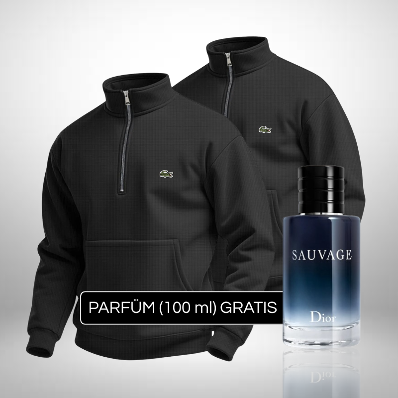 Set 2 Lacoste Half Zip Pullover + Perfume Sauvage Dior (100ml) Gratis