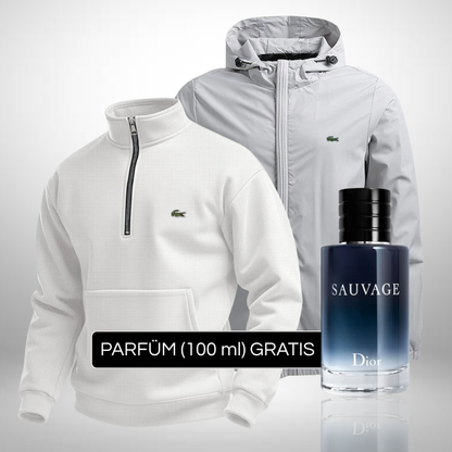 Set Lacoste – 1 Pullover & 1 Winterjacke + Perfume Sauvage Dior (100ml) Gratis