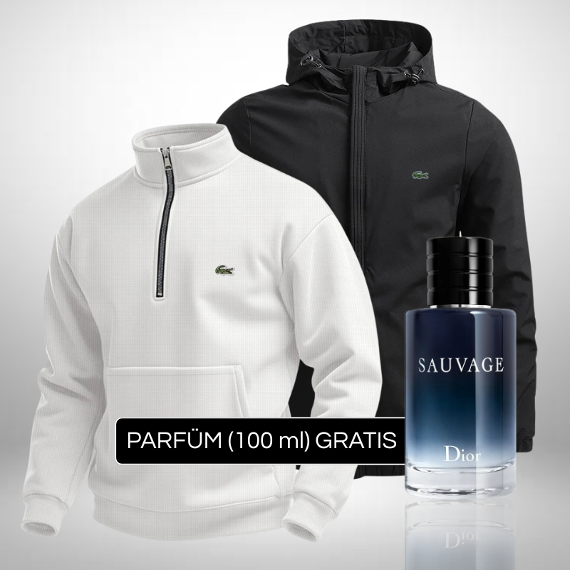 Set Lacoste – 1 Pullover & 1 Winterjacke + Perfume Sauvage Dior (100ml) Gratis