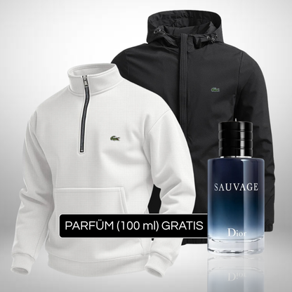 Set Lacoste – 1 Pullover & 1 Winterjacke + Perfume Sauvage Dior (100ml) Gratis