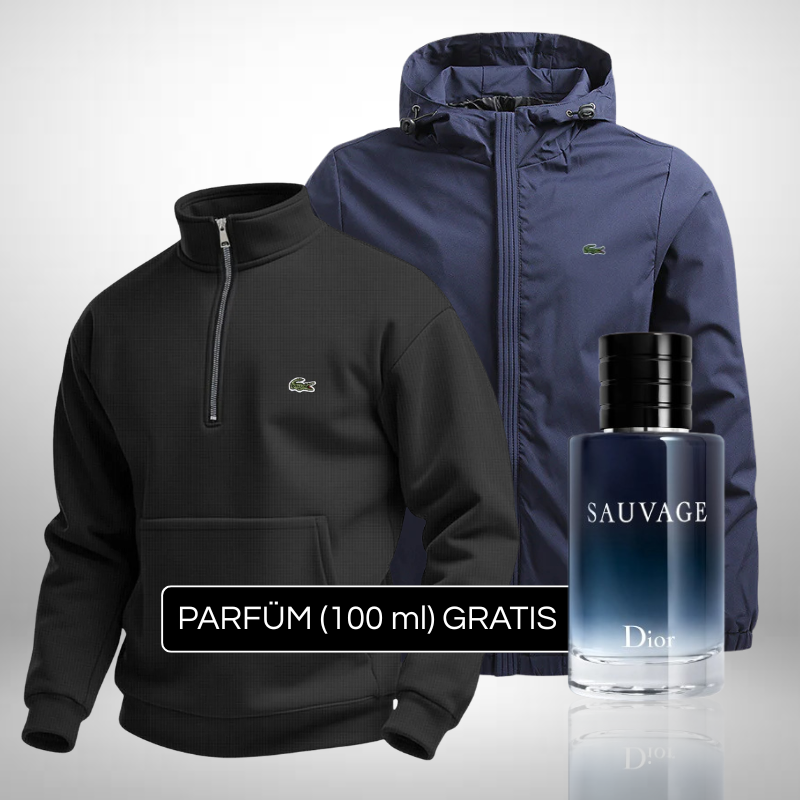 Set Lacoste – 1 Pullover & 1 Winterjacke + Perfume Sauvage Dior (100ml) Gratis