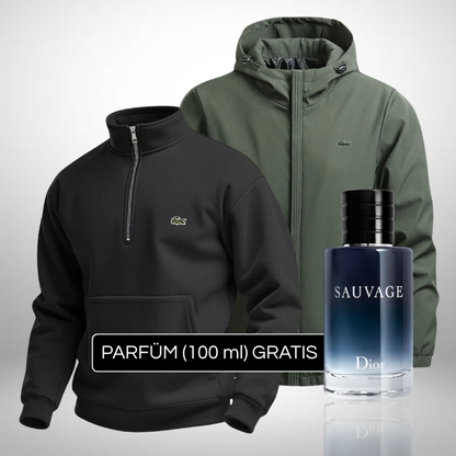 Set Lacoste – 1 Pullover & 1 Winterjacke + Perfume Sauvage Dior (100ml) Gratis