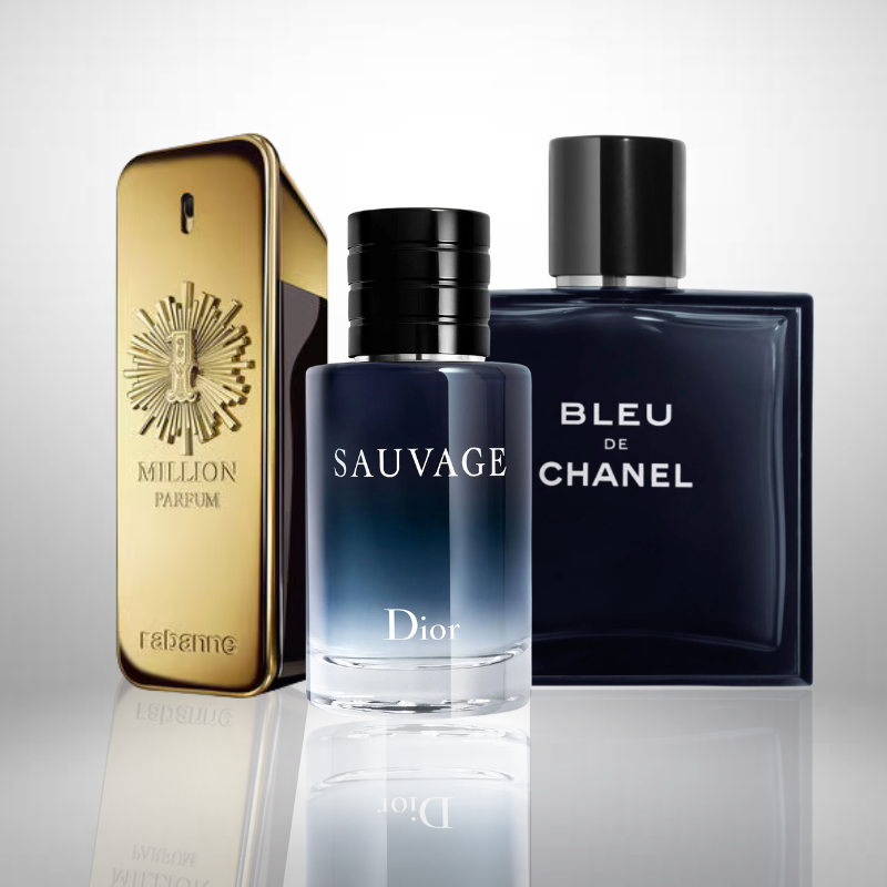 Combo aus 3 Herrenparfums – Dior Sauvage, Bleu de Chanel und Paco Rabanne 1 Million