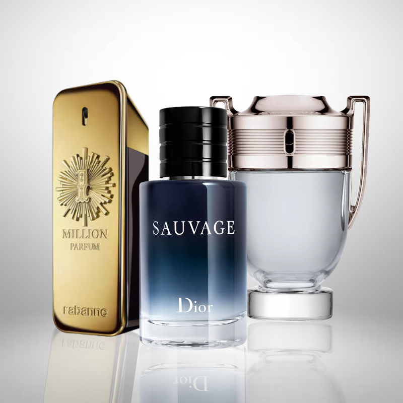 Combo aus 3 Herrenparfums – 1 Million von Paco Rabanne, Sauvage von Dior und Invictus von Paco Rabanne