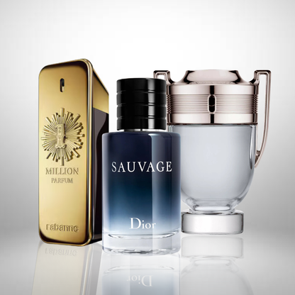 Combo aus 3 Herrenparfums – 1 Million von Paco Rabanne, Sauvage von Dior und Invictus von Paco Rabanne