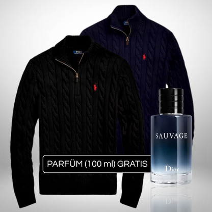 Set 2 Ralph Lauren Half Zip Pullover aus Strick + Perfume Sauvage Dior (100ml) Gratis