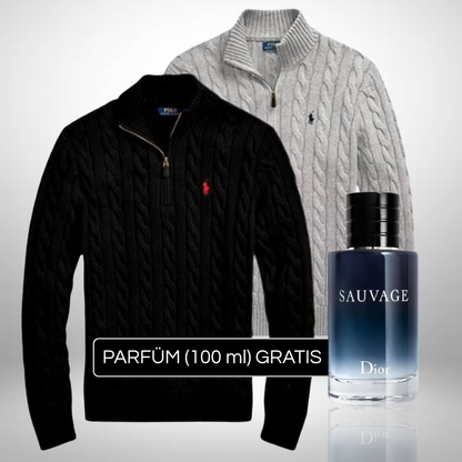 Set 2 Ralph Lauren Half Zip Pullover aus Strick + Perfume Sauvage Dior (100ml) Gratis