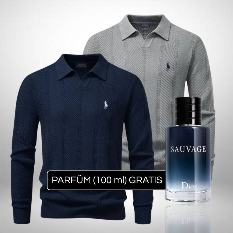 2er-Set Ralph Lauren Strick-Polo-Pullover + Perfume Sauvage Dior (100ml) Gratis