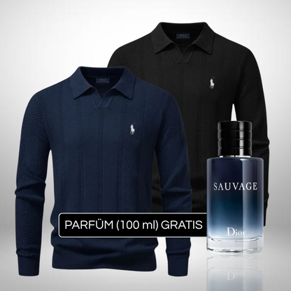 2er-Set Ralph Lauren Strick-Polo-Pullover + Perfume Sauvage Dior (100ml) Gratis