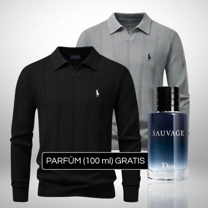 2er-Set Ralph Lauren Strick-Polo-Pullover + Perfume Sauvage Dior (100ml) Gratis