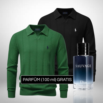 2er-Set Ralph Lauren Strick-Polo-Pullover + Perfume Sauvage Dior (100ml) Gratis
