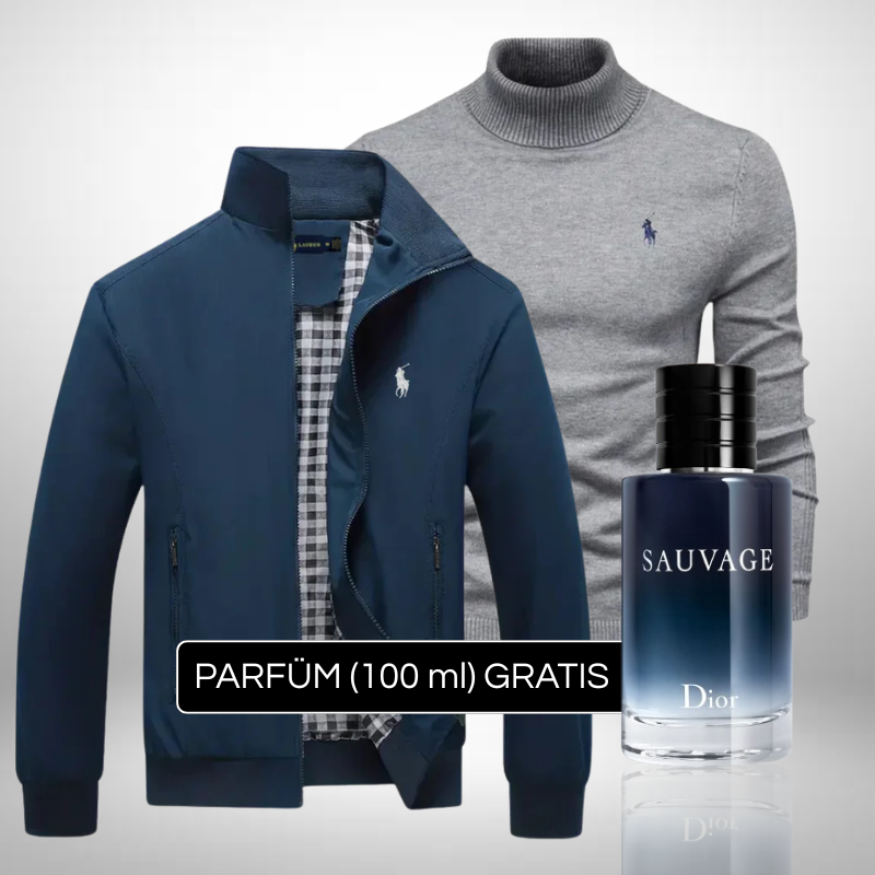 Elegantes Ralph Lauren Set – Jacke & Rollkragenpullover + Perfume Sauvage Dior (100ml) Gratis