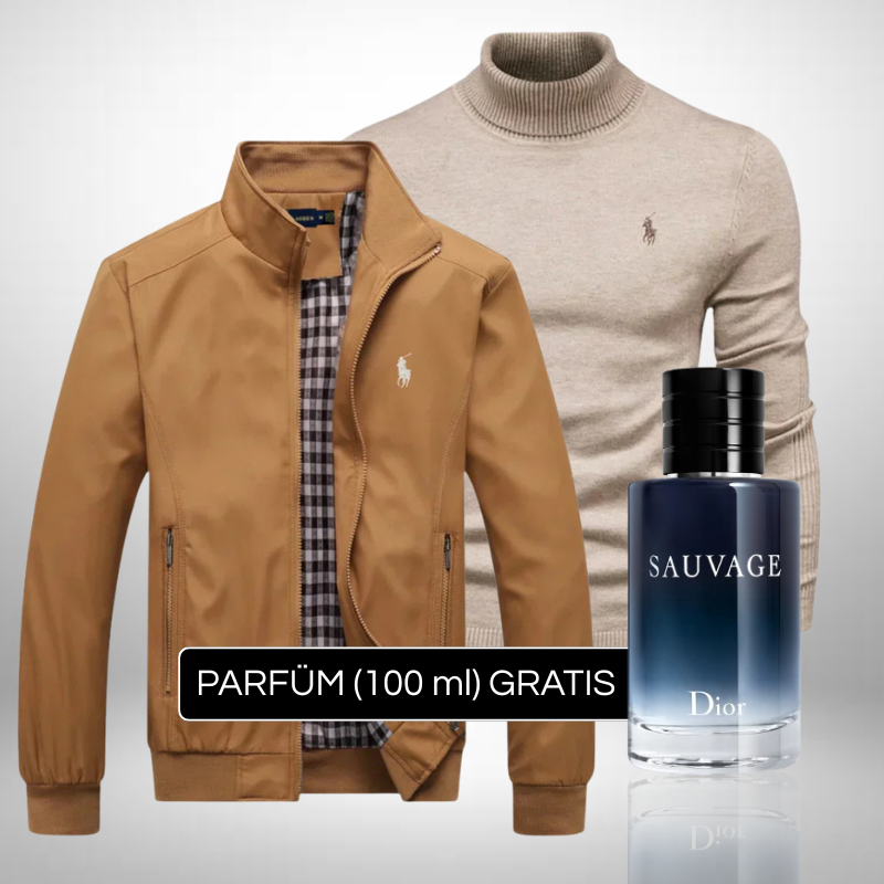 Elegantes Ralph Lauren Set – Jacke & Rollkragenpullover + Perfume Sauvage Dior (100ml) Gratis