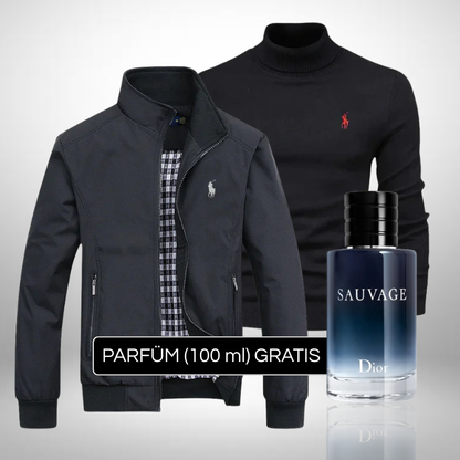 Elegantes Ralph Lauren Set – Jacke & Rollkragenpullover + Perfume Sauvage Dior (100ml) Gratis