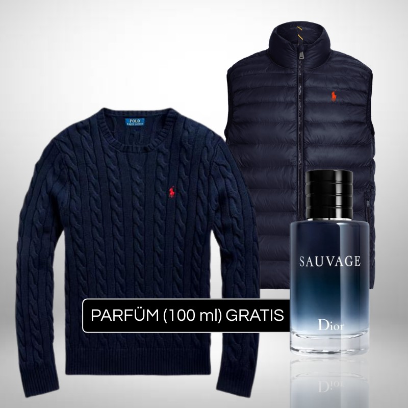Set Ralph Lauren – Strickpullover & Weste + Perfume Sauvage Dior (100ml) Gratis