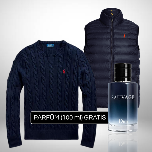 Set Ralph Lauren – Strickpullover & Weste + Perfume Sauvage Dior (100ml) Gratis