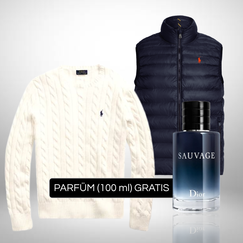 Set Ralph Lauren – Strickpullover & Weste + Perfume Sauvage Dior (100ml) Gratis