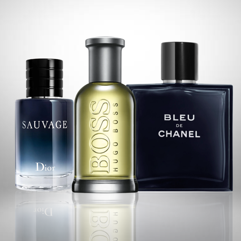 Combo aus 3 Herrenparfums – Dior Sauvage, Bleu de Chanel und Hugo Boss Bottled
