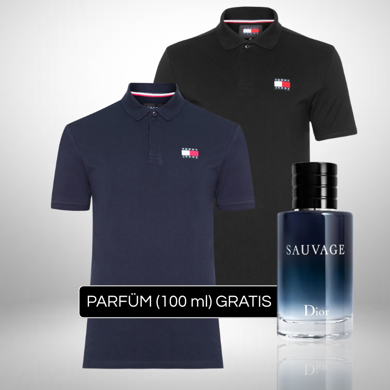 TOMMY HILFIGER Set: 2 Polo-Shirts + Perfume Sauvage Dior (100ml) Gratis