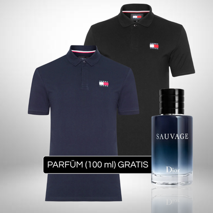 TOMMY HILFIGER Set: 2 Polo-Shirts + Perfume Sauvage Dior (100ml) Gratis