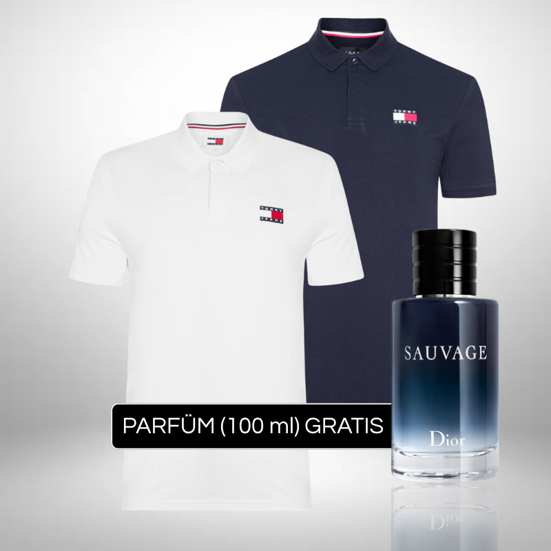 TOMMY HILFIGER Set: 2 Polo-Shirts + Perfume Sauvage Dior (100ml) Gratis