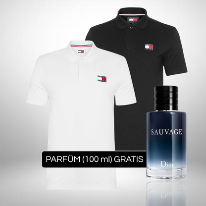 TOMMY HILFIGER Set: 2 Polo-Shirts + Perfume Sauvage Dior (100ml) Gratis