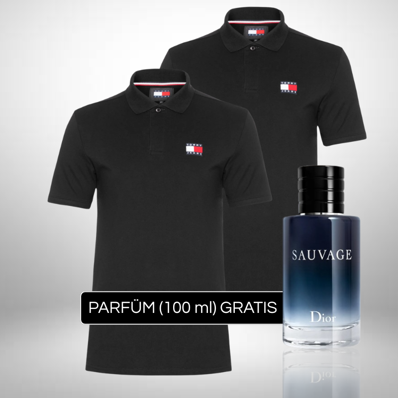 TOMMY HILFIGER Set: 2 Polo-Shirts + Perfume Sauvage Dior (100ml) Gratis