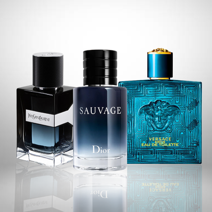 Combo aus 3 Herrenparfums – Y von Yves Saint Laurent, Sauvage von Dior und Versace Eros